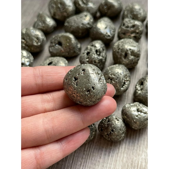Pyrite Tumbled Stones, Polished Natural Pyrite Gemstone, Pyrite Healing Crystals (Pyrite, 0.25 Pound)