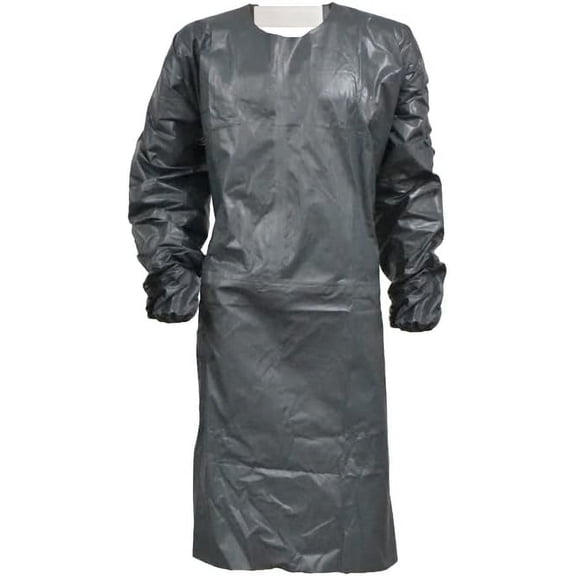 PyroGuard CRFR FR and Chemical Resistant Apron with Long Sleeves, Elastic Wrists, Velcro Neck Closure, and Ties at Waist (4XL, Case of 12)