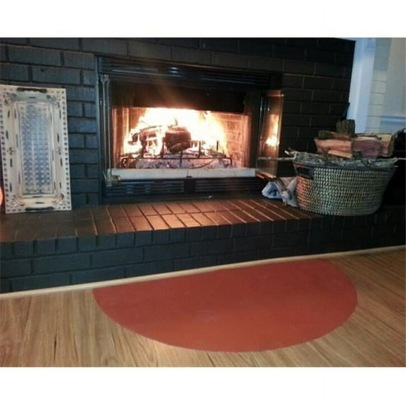 PyroProtecto 60 x 30 in. Half Circle Hearth Rug, Redwood