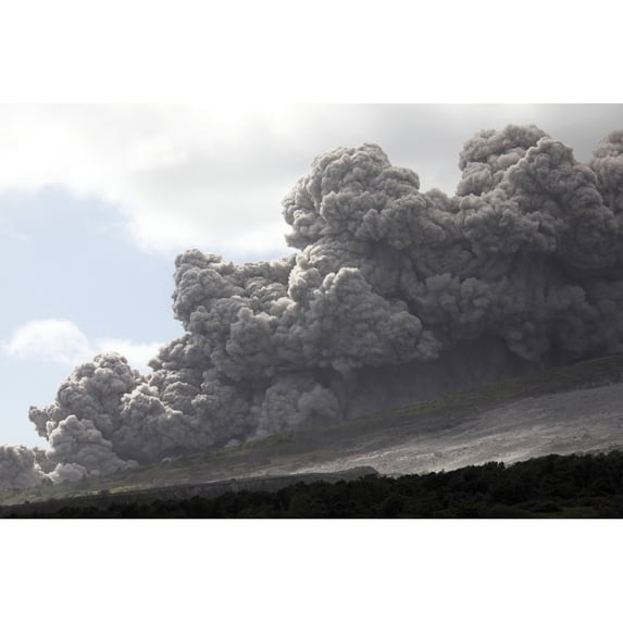 Pyroclastic flow descending down Tar River Valley Soufriere Hills volcano Montserrat Caribbean Print