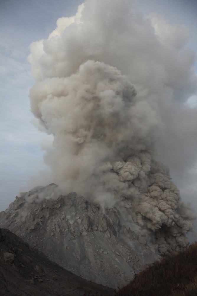 Pyroclastic flow descending flank of Rerombola lava dome of Paluweh volcano Canvas Art - Richard RoscoeStocktrek Images (23 x 35)