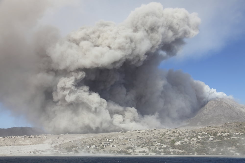Pyroclastic flow in abandoned city of Plymouth Soufriere Hills volcano Montserrat Caribbean Canvas Art - Richard RoscoeStocktrek Images (18 x 12)