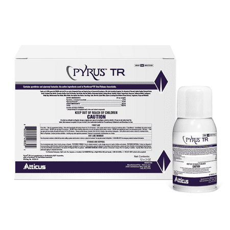 Pyrus TR Greenhouse Fogger by Atticus (Compare to Pyrethrum) (12 Pack) - Total Release Pyrethrin Insecticide/Miticide - Controls Mites, Thrips, Aphids, Whiteflies, Fungus Gnats (Packaging May Vary)