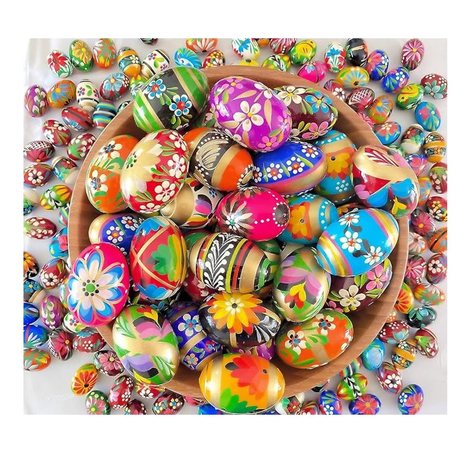 Pysanky (Pisanki) Handpainted Polish Wooden Easter Eggs - Bakers Dozen (13 Eggs, Small)