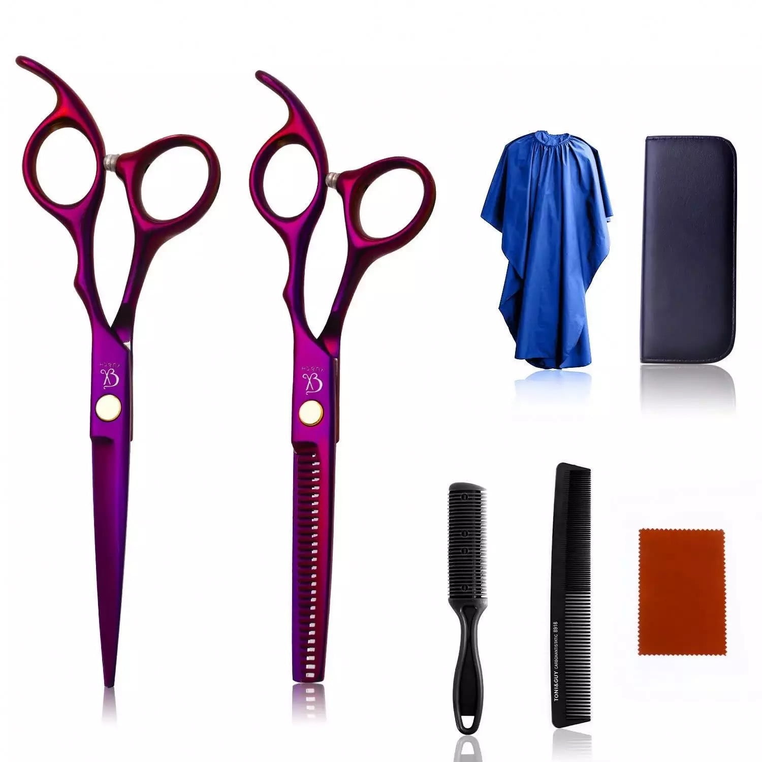 Pysona 9pcs Hair Scissor 6 Inch Barber Hairdressing Cutting ...