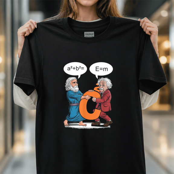 Pythagoras Einstein Geek Outfit Nerd Costume Academic Math History Design Unisex T-Shirt, S-5XL