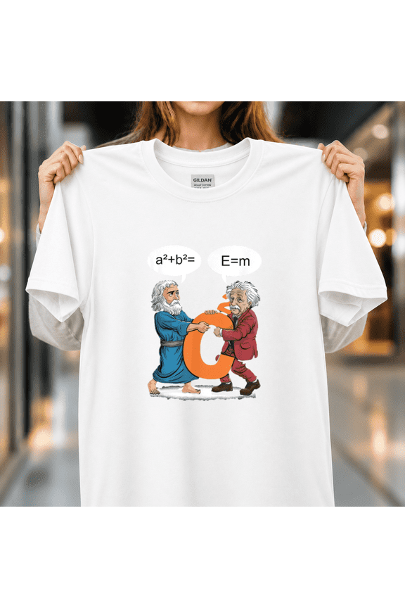 Pythagoras Einstein Geek Outfit Nerd Costume Academic Math History Design Unisex T-Shirt, S-5XL
