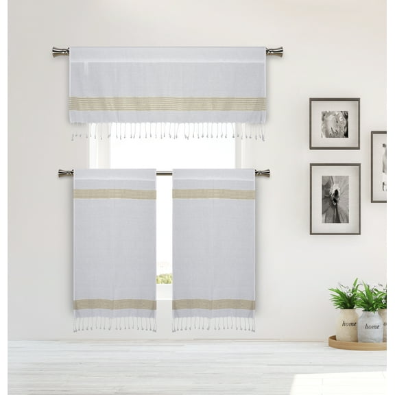 Pythia Stripe Cotton Kitchen Curtain & Tier Set