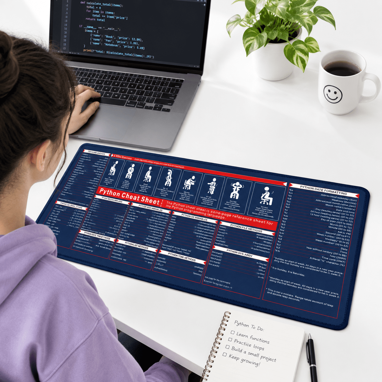 Python Cheat Sheet Mouse Pad Desk Mats On Top Of Desks Full Size ...