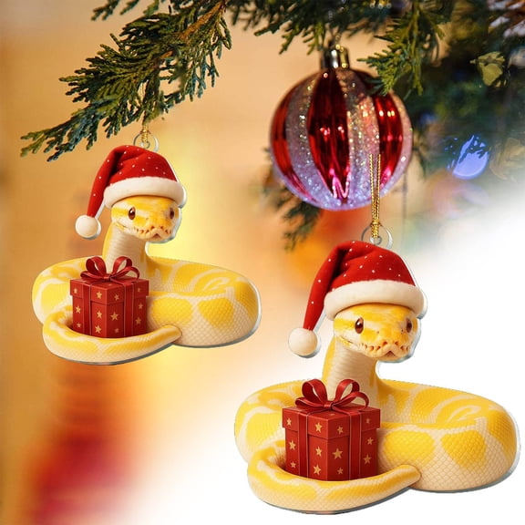 Python Christmas Pendant for Christmas Tree Decorations,2D Acrylic Snake Christmas Ornaments 2025,Christmas Tree Hanging Pendant Decoration,Xmas Gifts for Snake Lover,Cute Snake Shaped Xmas Ornament