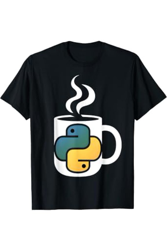 Python Code Coffee Developer Programmer Graphic T-Shirt, Size S-5XL