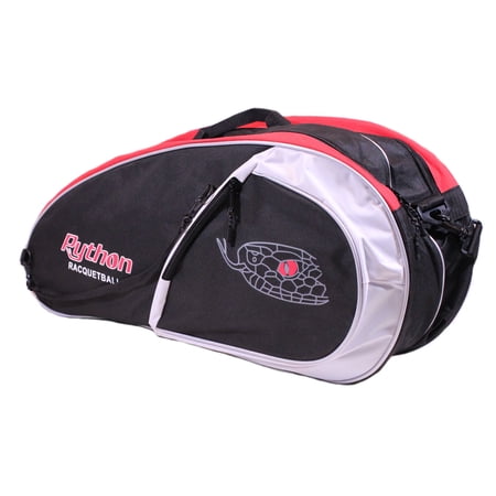 Python Deluxe "3R" (3 Racquet) Racquetball Bag Series (Black/Blue, Black/Red, Black/Yellow) Colors (Black/Red)