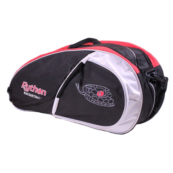 Python Deluxe "3R" (3 Racquet) Racquetball Bag Series (Black/Blue, Black/Red, Black/Yellow) Colors (Black/Red)