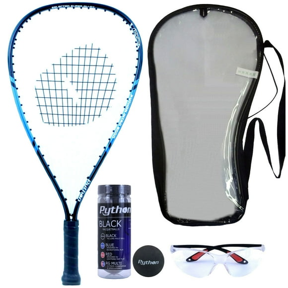 Python Deluxe Racquetball Starter Kit with Intro 5000 Racquet Eyeguards Balls and Clear Cover
