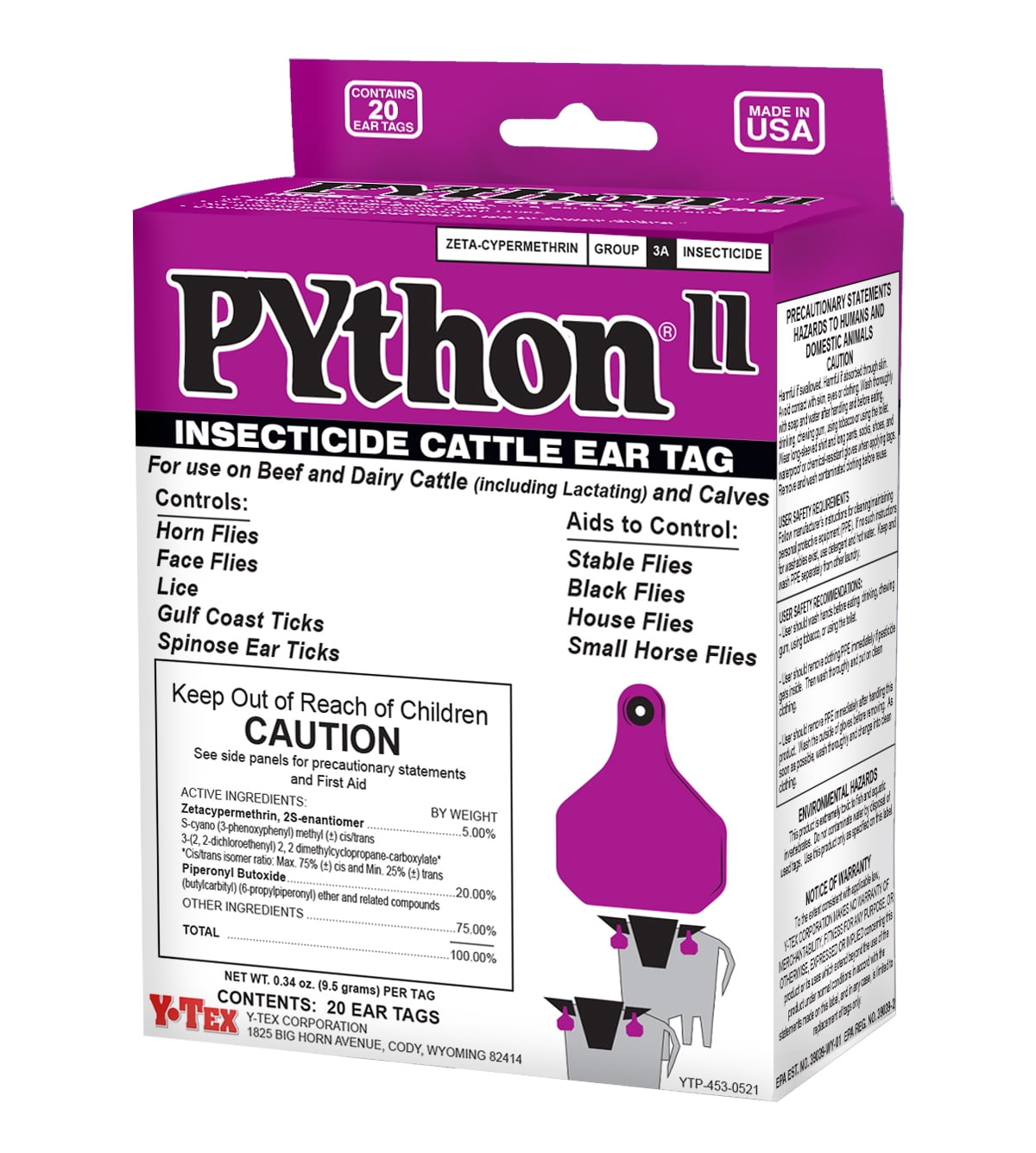 Animal Health International Python II Insecticide Cattle Ear Tags - Fly ...