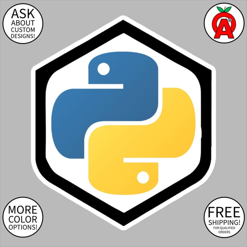 Python Programming Logo Vinyl Bubble-Free Sticker - Superhero Shield ...