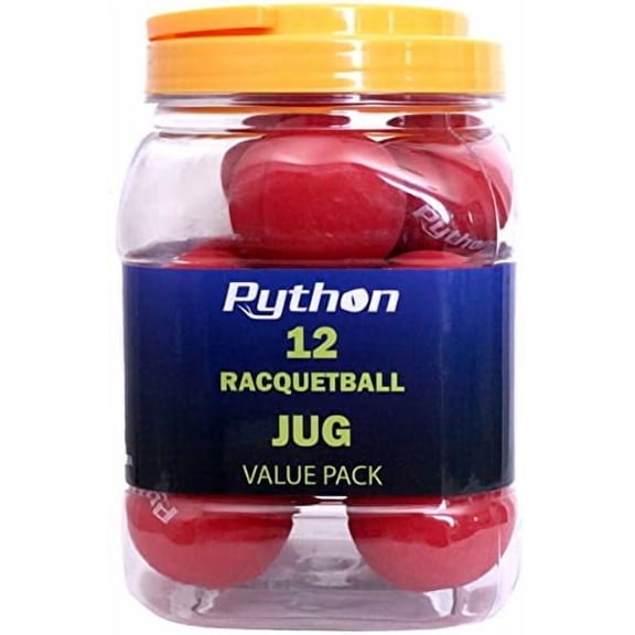 Python Red Racquetballs (Value Pack - 12 Ball Jug/Lightning Fast!)