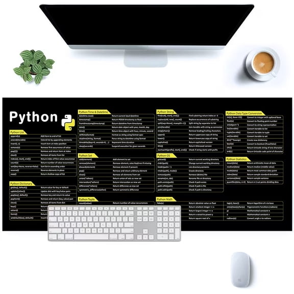 Python Shortcut Mouse Pad 30x80cm - HD Text, Multi-Size Options, Durable Desk Mat for Home Office, Programmers & Gamers - Ideal Holiday Gift