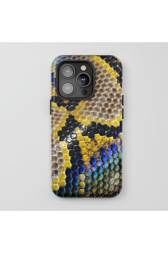 Python Skin For iPhone Phone Case Exotic Animal Print Iridescent Yellow Black