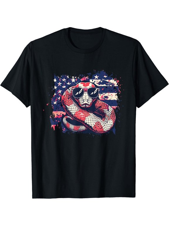 Python Snake Usa Flag For Boy T-Shirt