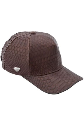 Python Snakeskin Cap Brown Genuine Adjustable Closure Handmade In The USA