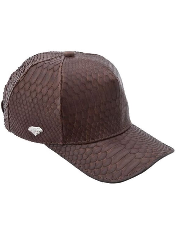 Python Snakeskin Cap Brown Genuine Adjustable Closure Handmade In The USA