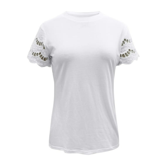 Pzocapte 2Year Old Girl Birthday Gift Shirts for Girls Kids Toddler Baby Girls Spring Summer Lace Solid Short Sleeve Loose Casual Tee Shirt Kids White Tshirt Tween Girl Clothing Girls Tshirts Girls