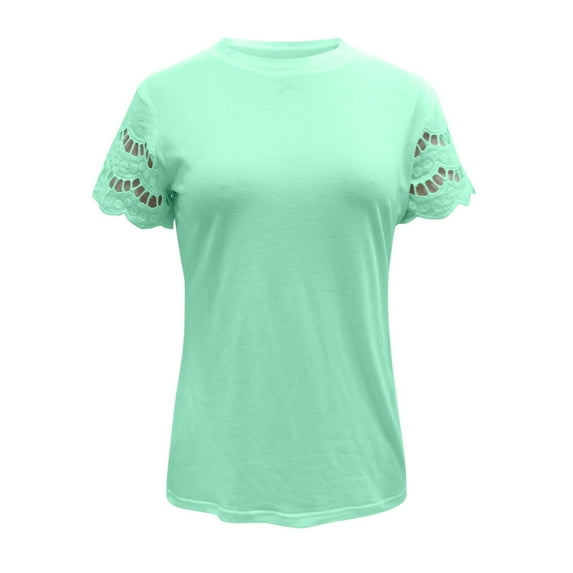 Pzocapte Children's Place Girls Clothes Kids Clothes Girls Kids Toddler Baby Girls Spring Summer Lace Solid Short Sleeve Loose Casual Tee Shirt Cute Shirts for Girls 10-12 Gifts for Two Year Old