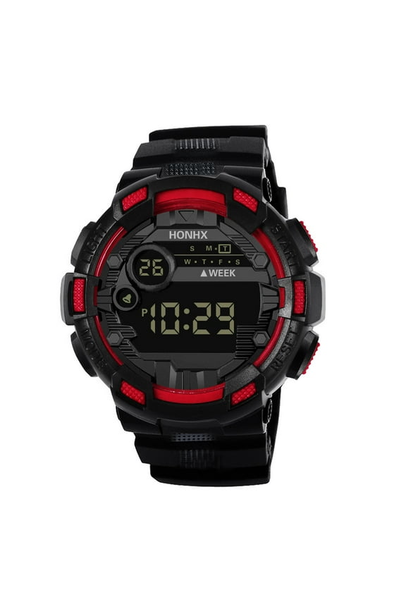 Pzocapte Electronic Mens Date Led Velcro Bands for Men Sport Outdoor Digital Solar Men Sport Ironman