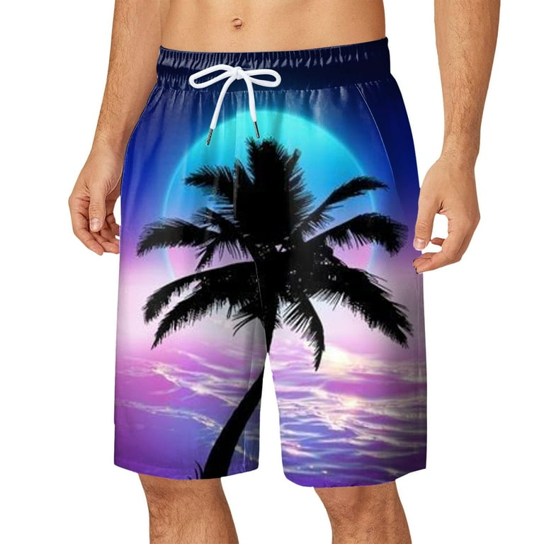 Pzocapte Fourth of July Board Shorts Beach Man Swim Trunks Tropical Hawaii with Compression Liner Fitted Lace Up Tie Cotton Xxl Swim Trunks Men Big and Tall Suitable for Tropical Party Mens Beach