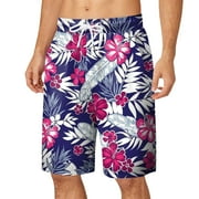 Pzocapte Fourth of July Men Swimming Trunks Piece Mens Swim Tropical Hawaii with Mesh Liner Board Shorts Lace-Up Drawstring Polyester Men Swim Trunks with Compression Liner Suitable for Outdoor
