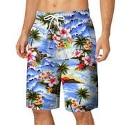 Pzocapte Independence Day Clothing Beach Shorts Suit Green Swim Trunks Men Tropical Hawaii 80S Board Shorts Drawstring Lace-Up Cotton Blend Mens Swim Trunks Compression Liner Suitable for Daily