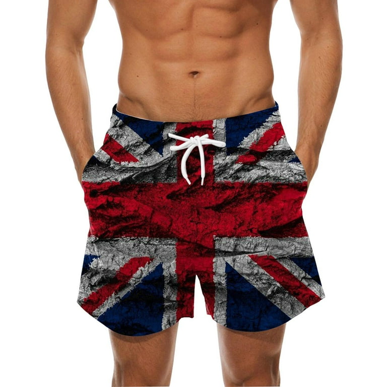 Pzocapte Independent Day Mens Board Shorts Men Ocean Pacific Swimwear Flag 4Th of July Novelty Relaxed Fit Lace Up Drawstring Cotton Funny Mens Swimming Trunks Suitable for Lounging Board Shorts Walma...