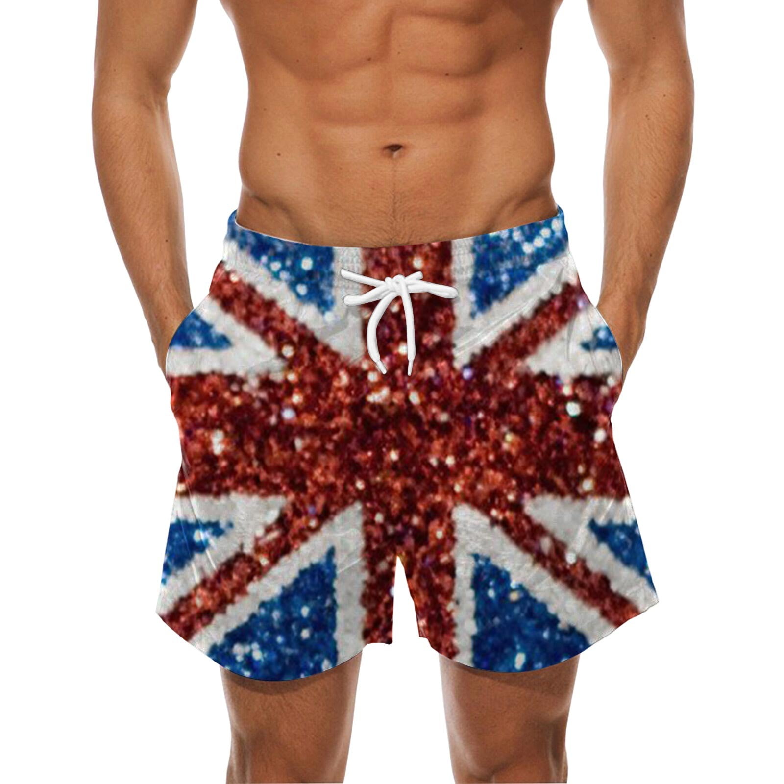 Pzocapte July Fourth Swimming Trunks Men Men Short Flag 4Th of July