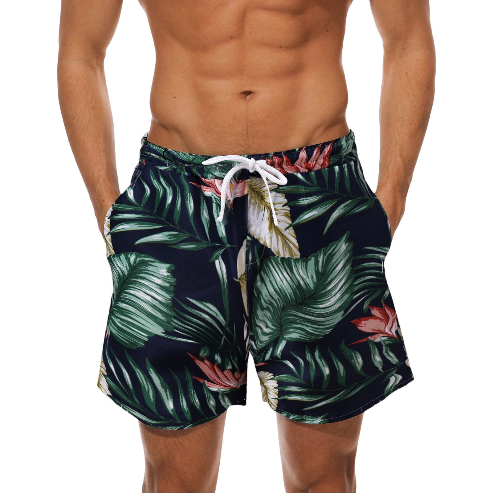 Pzocapte Large Mens Swim Trunks Mens Swim Trunks with Compression Liner