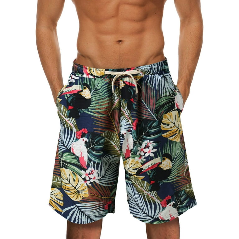 Pzocapte Mens Board Shorts 18 Inch Men s 9 Swim Trunks with Mesh and Cargo Kets Beach Board Shorts Bathing Suits Men s Board Shorts Board Shorts Men Summer Print Short Pant Loose Casual