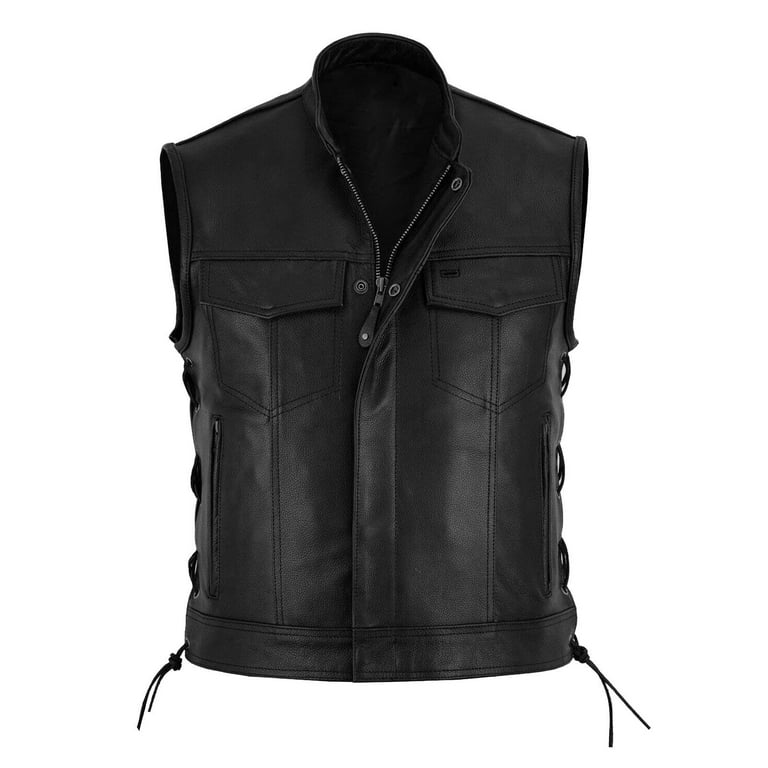 Pzocapte Mens Casual Vest Golf Vests for Men Big and Tall Vest Men Fashion Casual Solid Color Vest Motorcycle Fleet Punk Leather Vest Coat Vest Punk Style Music Mens Work Vest Mens