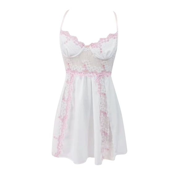 Pzocapte Nightgown Dress for Women Breastfeeding Nightgown Night Dress for Women Sexy Fashion V Neck Sexy Lace Nightwear Satin Sleepwear Lace Chemise Mini Teddy Underwear Sleepwear Steel Ring