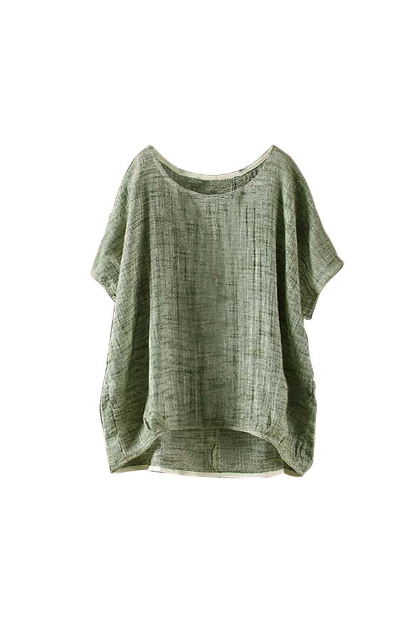 Size Tunics for Women Cute Size Tops for Women Womens Tops Women's Summer Short Sleeve Solid Casual Loose Linen Top Everyday Life Size Graphic Tees Womens Tops Womens Shirtssize Tunics Size