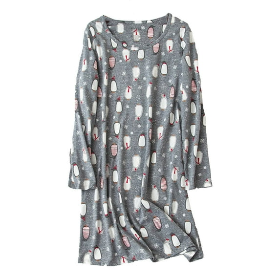 Pzocapte Sleepwear Chemise Nightgowns for Women Sleepwear Women's Cotton Nightgown Sleepwear Long Sleeves Shirt Casual Print Sleepdress Daily, Animals Mumu Nightgown Cotton Sleepwear for
