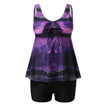 Tankini Bathing Suits For Women Floral Swim Suits, Women Two Piece Tummy Control Swimsuits Tankini Tops With Boyshorts