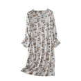 thumbnail image 1 of Pzocapte Womens Night Shirts for Sleeping Pajama Dress for Women Silk Nightgown for Women Women's Cotton Nightgown Sleepwear Long Sleeves Shirt Casual Print Sleepdress Daily, Animals Nightgowns for, 1 of 4