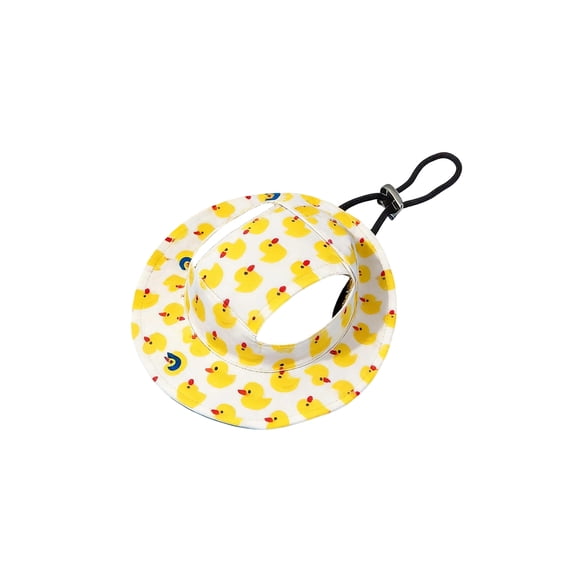 Pzsbry Printed Dog Sun Hat Breathable Canvas Pet Baseball Cap with Ear Holes and Strap