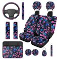 thumbnail image 1 of Pzuqiu 14 Pcs Automotive Seat Cover Accessories Blue Sea Turtle Front Rear Car Seat Covers Steering Wheel Seat Belt Headrest Center Console Pad Coasters Chapstick Keychain Holder Keys Wrist Lanyard, 1 of 7
