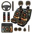 thumbnail image 1 of Pzuqiu 14 Pcs Automotive Seat Cover Accessories Floral Ladybug Front Back Car Seat Covers Auto Steering Wheel Center Console Cushion Pad Seat Belt Headrest Coasters Key Chain Breathable, 1 of 7