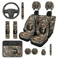 thumbnail image 1 of Pzuqiu 14 Pcs Automotive Seat Cover Accessories Front Back Car Seat Covers Auto Steering Wheel Center Console Armrest Pad Seat Belt Headrest Coasters Keychain Easy Install Camo Hunting Deer, 1 of 7