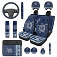 thumbnail image 1 of Pzuqiu 14 Pcs Sea Turtle Starfish Car Interior Sets Front Rear Seat Covers for Cars Steering Wheel Seatbelt Cushion Arm Rest Pad Headrest Coasters Key Chain Automotive Seat Cover Accessories Full Set, 1 of 7