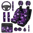 thumbnail image 1 of Pzuqiu 14Pcs Automobile Interior Sets Purple Butterfly Flower Front Rear Seat Covers for Cars Steering Wheel Seat Strap Pads Armrest Pad Headrest Covers Coasters Keychain Fit Most SUV Van Sedan Truck, 1 of 7