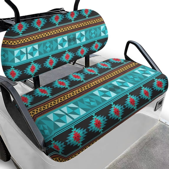 Pzuqiu 2 Pcs Golf Cart Seat Covers Fashion Accessories Comfortable, Compatible with Outdoor Outdoor Sports Golf Cart Backrest Bottom Seat Cover(Retro Native American Style)