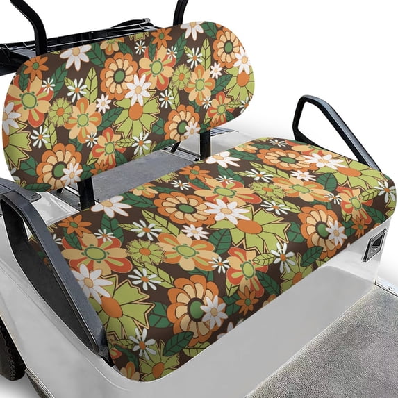 Pzuqiu 2 Pcs Golf Cart Seat Covers Non-Slip Washable, Compatible with Golf Cart Seats Golf Car Seat Golf Seat Cover(Daisy Floral Pattern)